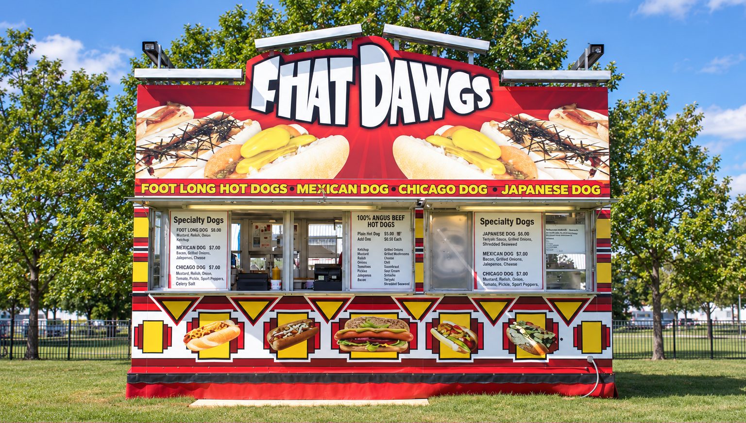 Fhat Dawgs stand serving foot long hot dogs and specialty dogs — Mexican, Chicago and Japanese style