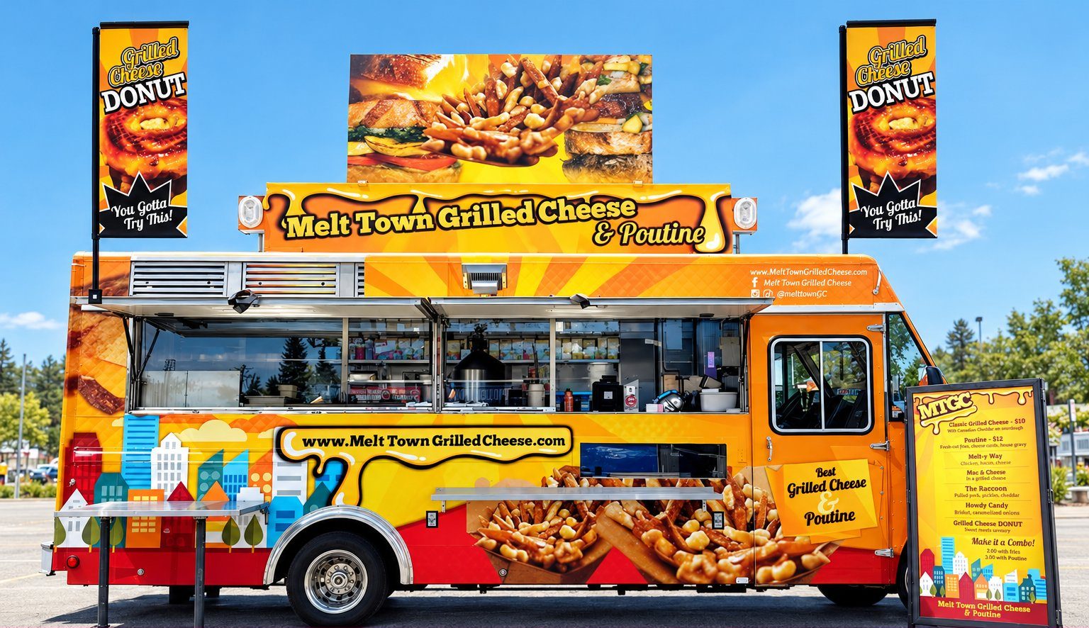 Melt Town Grilled Cheese & Poutine truck serving grilled cheese, mac and cheese and poutine