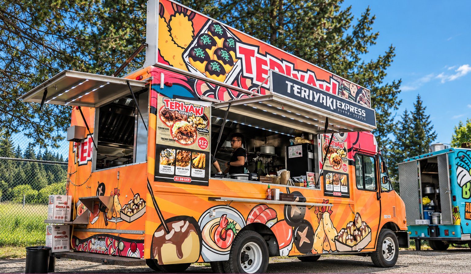 Teriyaki Express truck in the Food Trucks Catering lineup serving a staff appreciation lunch